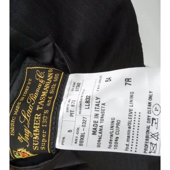 Raffaele Caruso Charcoal Striped Loro Piana 3Pc Suit Jacket Pants Vest 44R NEW